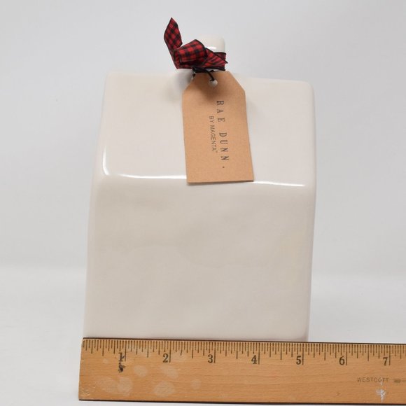 Rae Dunn Ho Ho Ho Birdhouse Ribbon Tag New Square Christmas Holiday White Red - Picture 9 of 11